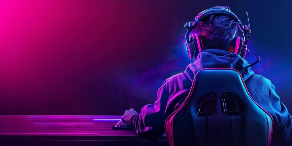 ai generated futuristic esport background for gaming live streaming esport game tournament competition neon banner photo
